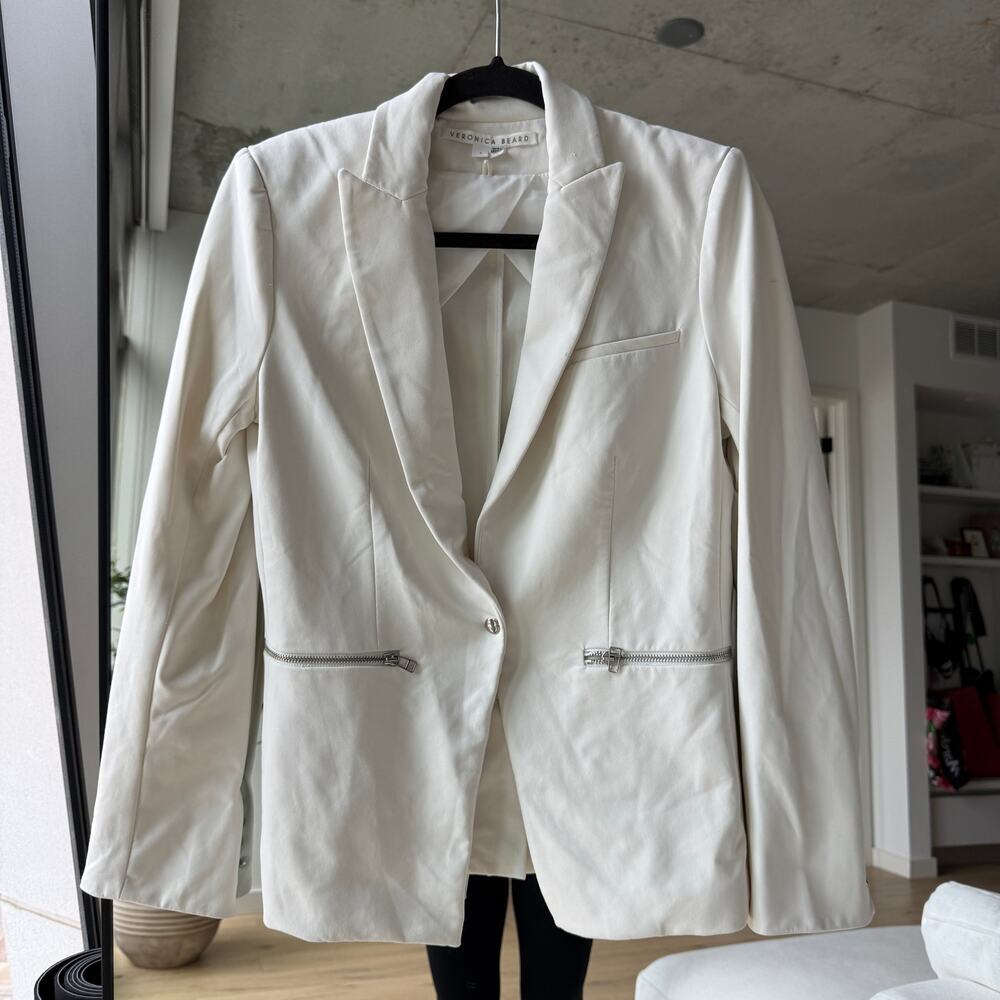 Veronica Beard Scuba Blazer Jacket White - Picture 2 of 7